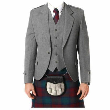 Grey Argyll Jacket And Vest - biznimart